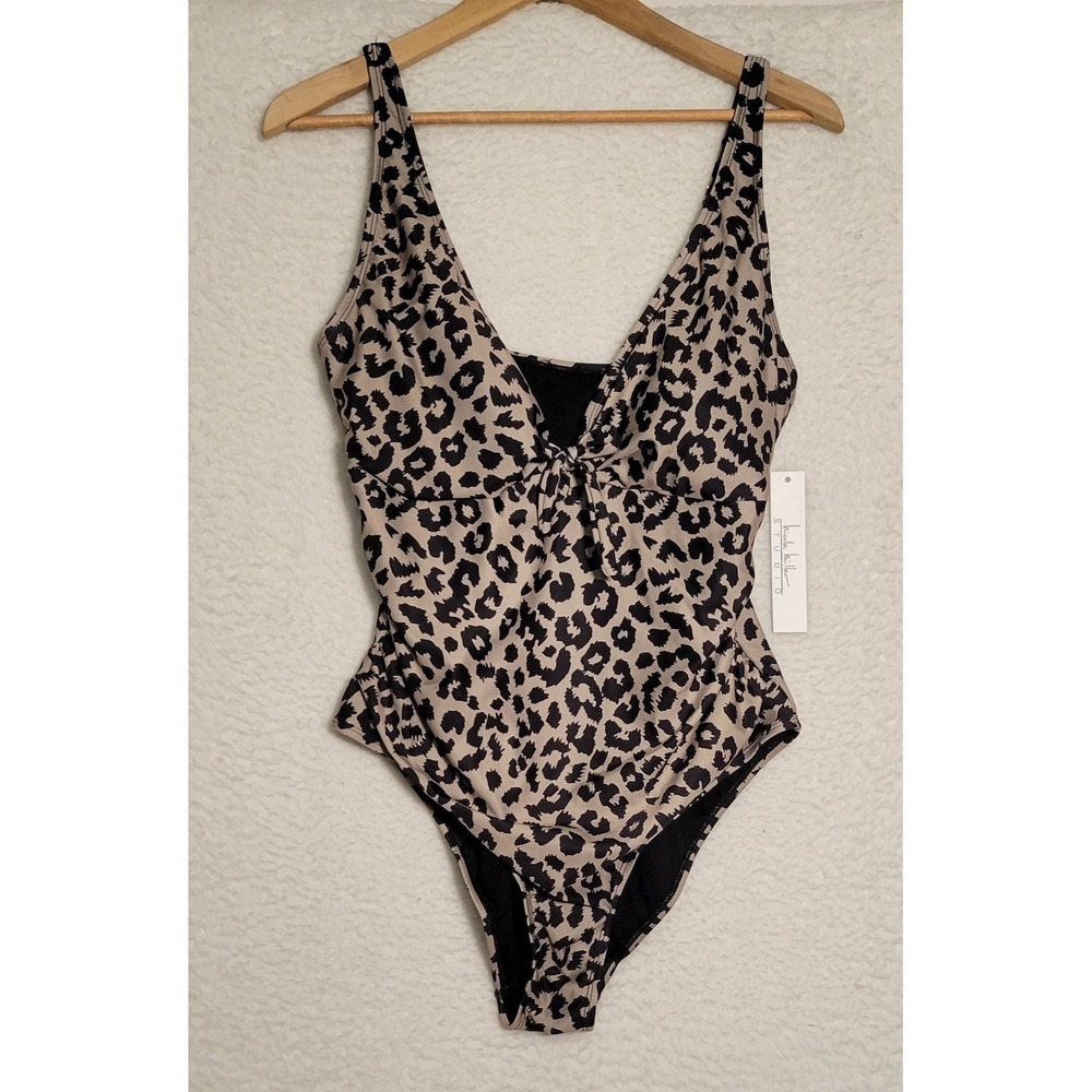Nicole Miller New Women's Swimsuit One Piece Large NWT Sandstone Cheetah 0537